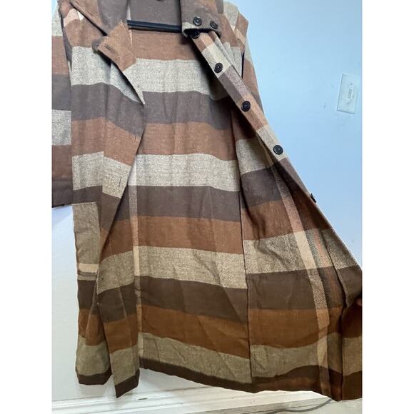 60s 70s‎ vintage brown wool flannel Lightweight coat Jacket Duster USA folklore - Picture 9 of 16